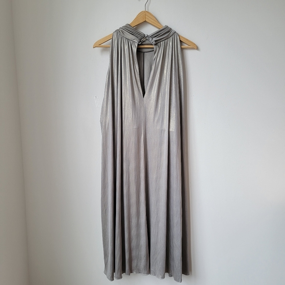 Cocktail Metallic Silver Midi Dress - Picture 14 of 14